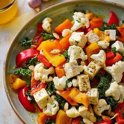Savourez cette Salade Poivrons Chou-Fleur au Tofu et Fromage 🥗