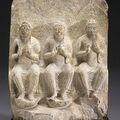 A carved limestone Buddhist stele - China Tang Dynasty