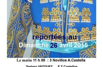 BÉZIERS NOVILLADES AU DIMANCHE 26 AVRIL