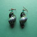 boucles d'oreilles coquillage : ton vert.