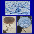 Mosaique bleue pour faire revivre une petite table