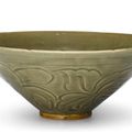 A large carved and moulded Yaozhou celadon 'Peony' bowl, Northern Song dynasty (960-1127)