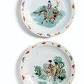 A pair of famille-verte 'figural' dishes. Qing dynasty, early 18th century - Sotheby's