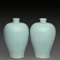 A pair of qingbai vases, meiping, Yuan dynasty (1279-1368)