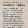 51e Bourse toutes collections à Belfort, article de L’Est Républicain annonçant la manifestation de ce dimanche 