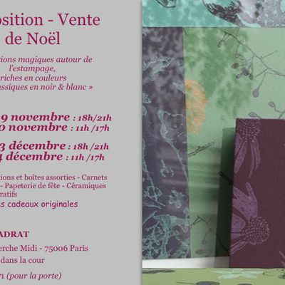 Exposition-Vente de Noël à l'atelier CADRAT : nov. & déc. 2021