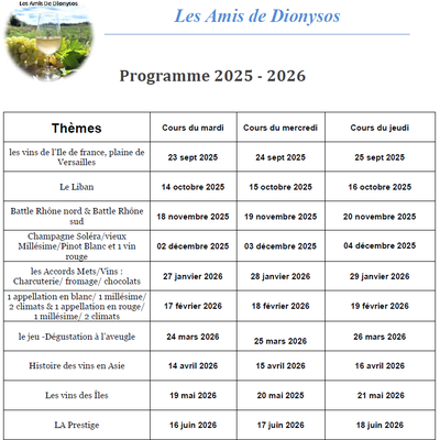 Programme 2025-2026