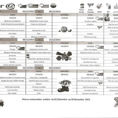 Menu Cantine décembre 
