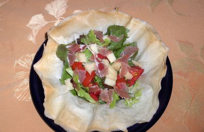 Salade en corolle de feuilles de bricks