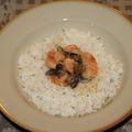 CREVETTES A LA CREME D'AVOINE ET CHAMPIGNONS