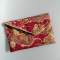 Pochette mariage, soirée en tissus japonais rouge