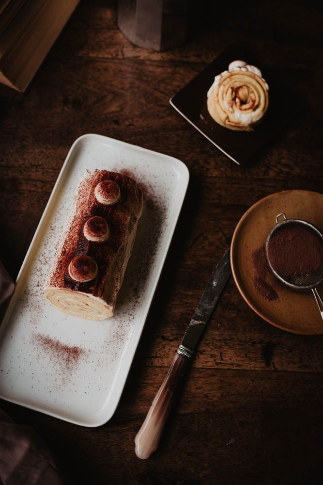 chandeleur, pâte à crêpes, buche de crêpes tiramisu, gateau roulé aux crêpes, facile, tiramisu, recette hiver, mascarpone, chantilly, café