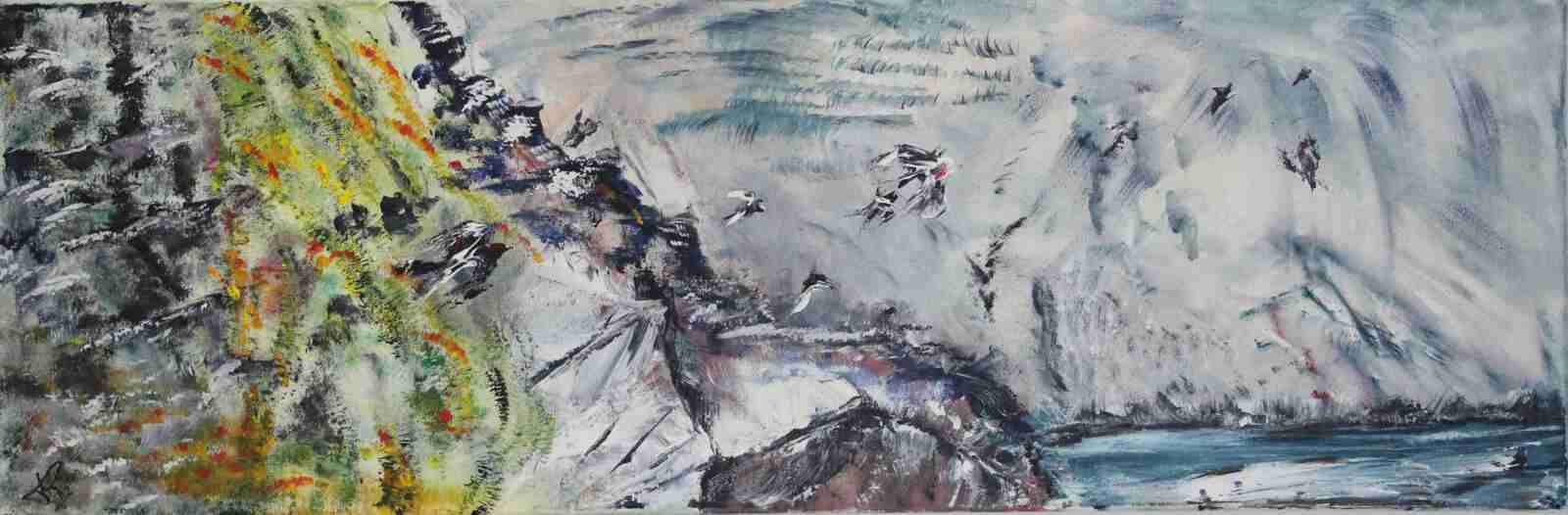 Lla grotte aux oiseaux- acryl 2012- 30X90 - (n°25),