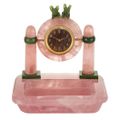 Art Deco Rose Quartz and Nephrite Desk Clock