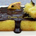 Carré fondant à l'orange, sauce chocolat au poivre noir