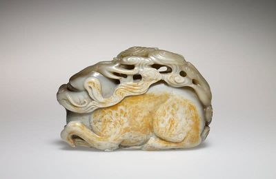 Recumbent Figure of an Auspicious Mythical Beast (Qilin), 17th century