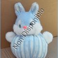 Doudou Lapin Boule Rayé Bleu et Blanc Tartine Et Chocolat 21 cm