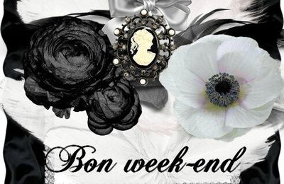 Gif (Bon week-end) fleurs noires et blanches