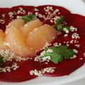 Carpaccio de betterave et pamplemousse rose