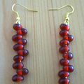 Boucles d'oreille rouge foncé en verre