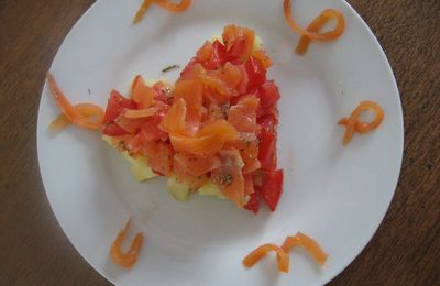 Coeur de pomme de terre aux tomates provencales et saumon fumé