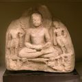 Meditating Buddha Attended by Two Bodhisattvas, Pakistan (Swat Valley), 7th–8th century