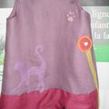 Robe "chats " en lin