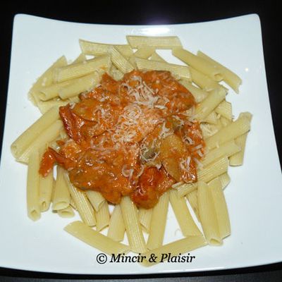 Sauce spaghetti au Jambon cru, champignons et poulet (4,5 PP)