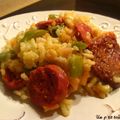 Risotto au chorizo, aux poivrons et aux tomates séchées