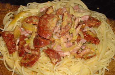 Spaghetti au chorizo sauce parmesan