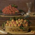 Attribué à François Garnier (Vers 1600 - Paris, avant 1658), Nature morte au panier d'abricots, au plat de cerises et aux fleurs