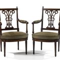 Paire de fauteuils. Estampillés G. Jacob. Fin de l'époque Louis XVI. 