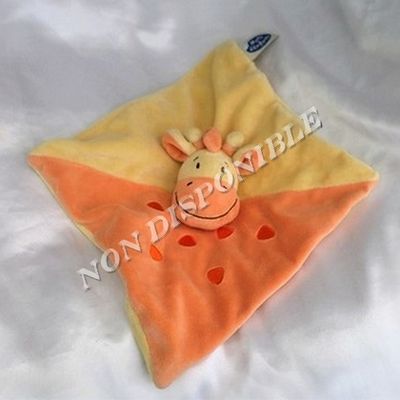 Doudou Peluche Plat Carré Vache Girafe Jaune Orange Mots D'Enfants