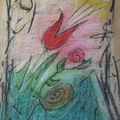 dessins pastel et crayon sur papier kraft A4