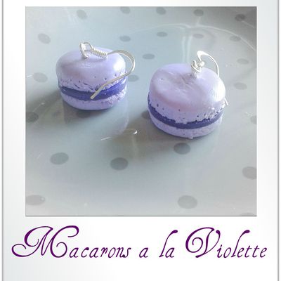 boucle d'oreille macaron à la violette 