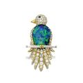An opal and diamond brooch, Ruser