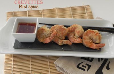 Crevettes japonaises au four et sauce au miel épicé, sans friture, sans gluten et sans lactose