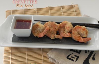 Crevettes japonaises au four et sauce au miel épicé, sans friture, sans gluten et sans lactose