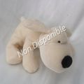 Doudou Peluche Chien Allongé Ecru Truffe et Yeux Noir Noukie's 17 cm