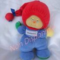 Doudou Peluche Toto La Luciole Bleu Phosphorescente Bonnet Rouge Grelot Nounours