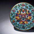 An exceptionally rare cloisonné enamel and gilt-bronze box and cover, Jingtai incised six-character marks, first half 15th ct