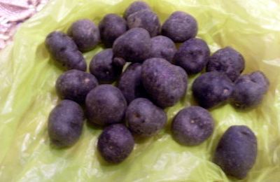 Un Produit , Deux Blogueuses : La Vitelotte au Menu : Poêlée de Vitelottes, Butternut, Poulet, Sauce à la roquette 