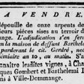 Dimanche 04 Octobre 1801 Vente de la dépouille des vignes  de Barthélémy MITOUART