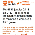 Mardi 30 janvier 2018, la CFDT appelle tous les salariés des EHPAD et maintien à domicile à faire grève !