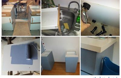 Faire soi-même un bureau avec des meubles de cuisine et un panneau mural "ardoise" et "magnétique"