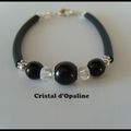 Bracelet jonc noir et cristal - 144