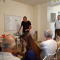 Salle pleine à la conférence du 8 septembre sur le polar sicilien à la librairie tapuscript montpellier