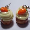 boucles d'oreilles cup cakes à la carotte