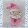 Doudou Peluche Corolle Anneau Lutin Hochet Fille Rose Et Tissu Blanc Fleurs 2000