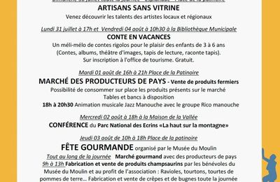 Programme d'animation du 30 07 2017 au 04 08 2017